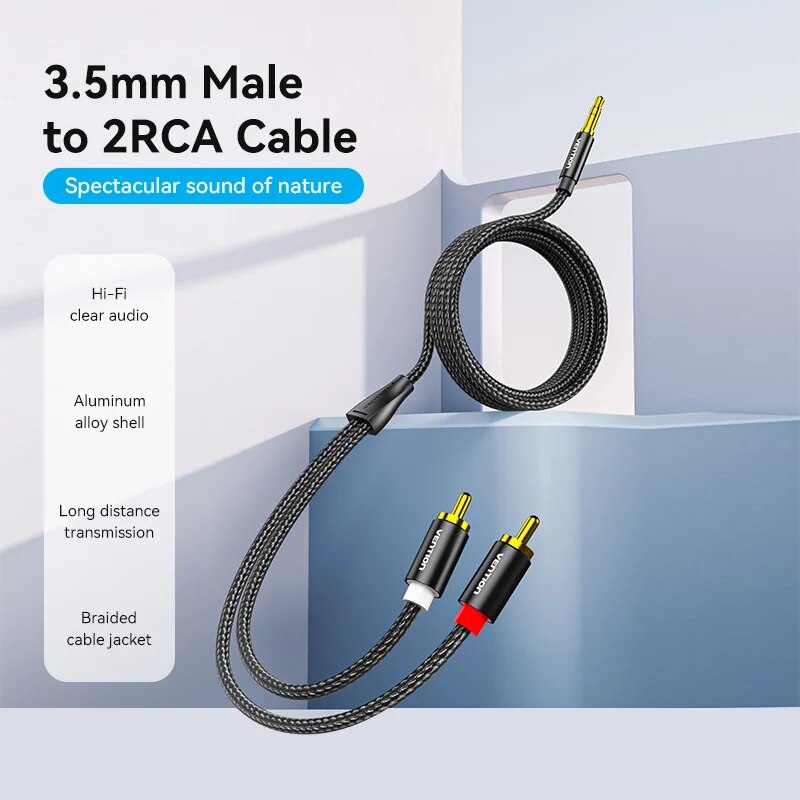 Vention RCA Cable 3.5mm to 2RC - Home Cinema Beamer ulasan dan harga