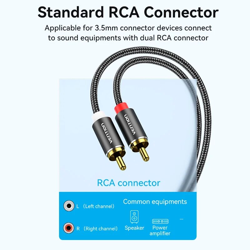 Vention RCA Cable 3.5mm to 2RC - Home Cinema Beamer ulasan dan harga