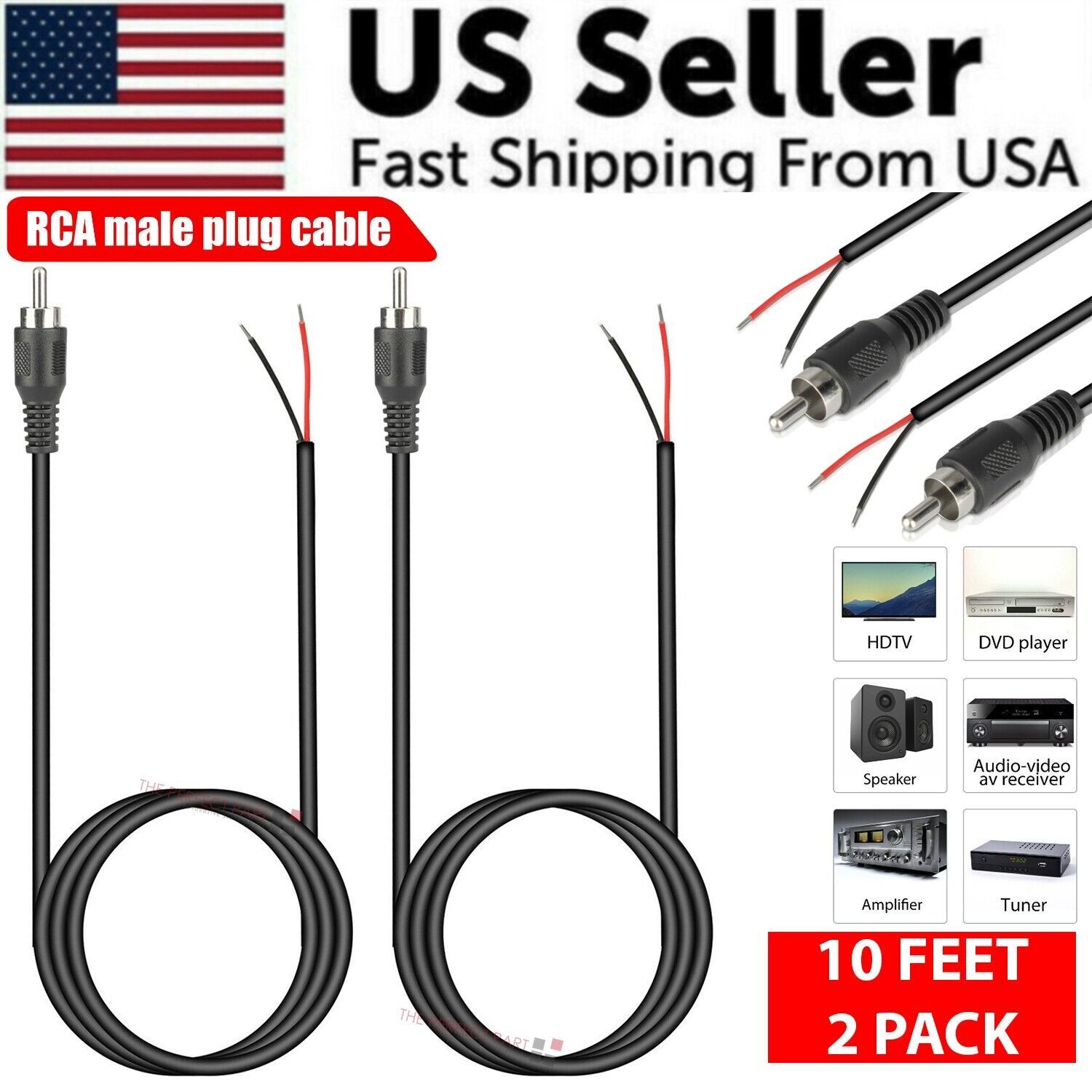 2-Pack 10ft RCA Male Plug To B - Home Cinema Beamer ulasan dan harga