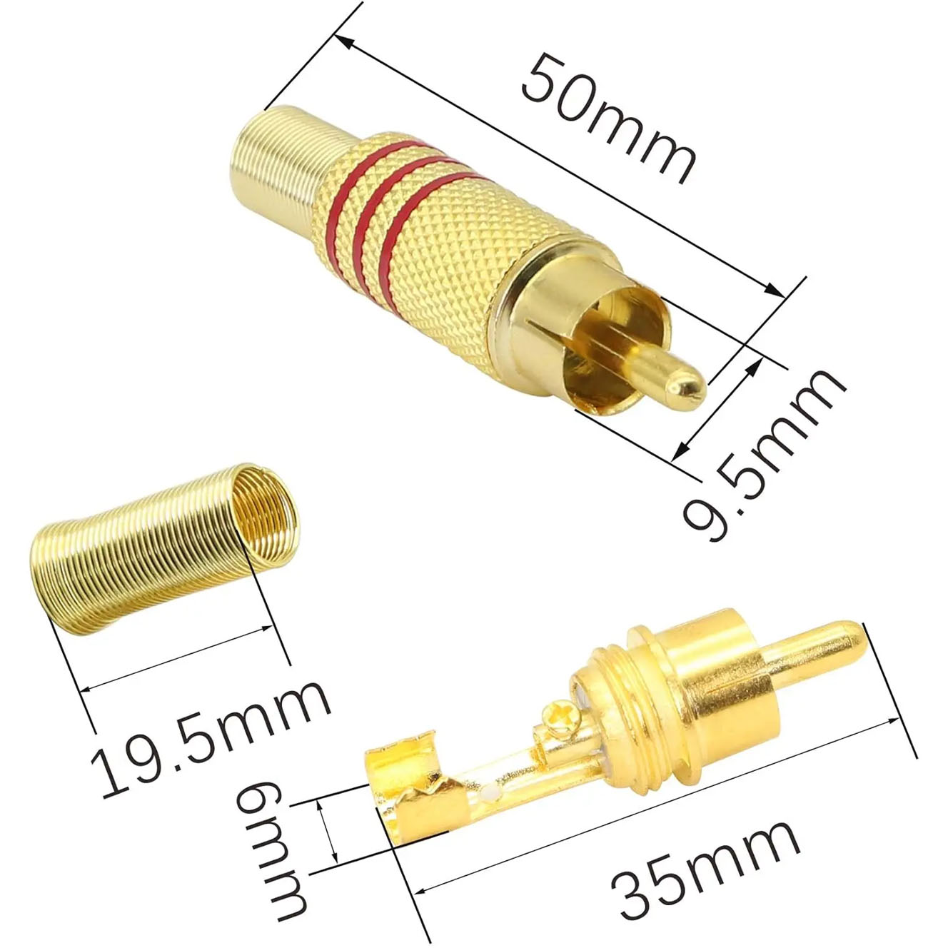4PCS RCA Plug Gold Plated Sold - Home Cinema Beamer ulasan dan harga