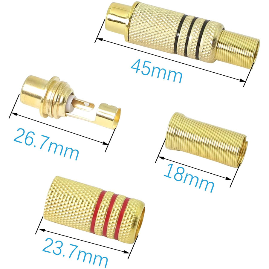4PCS RCA Plug Gold Plated Sold - Home Cinema Beamer ulasan dan harga